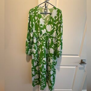 Green and White Floral Maxi Dress